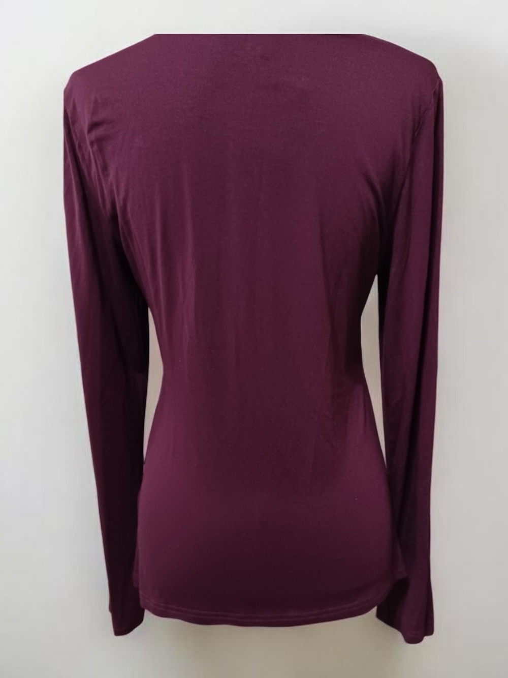 NWT Mangopop Burgundy Draped Wrap Long Sleeve Top - Picture 2 of 5